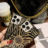 Square Fashion Leopard Print Classic Feather Phone Case - Show Gadgets